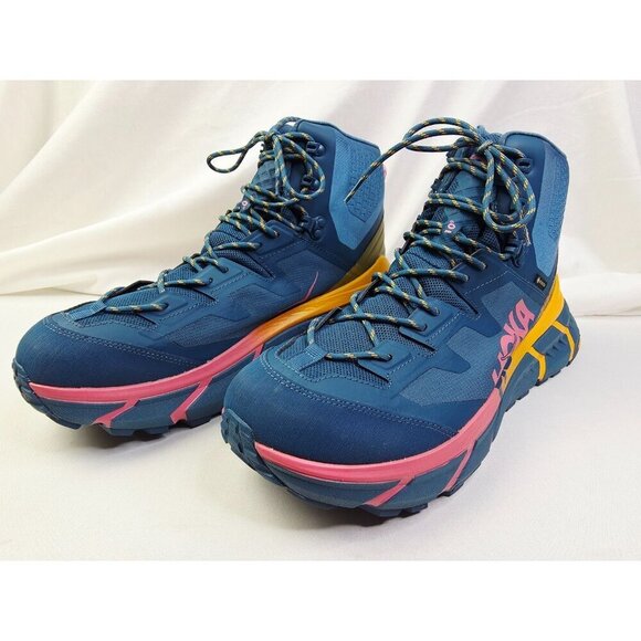 Hoka 14D Mens Tennine Hike GTX Blue Vibram Gortex Hi Lace Platform Sneakers NEW main image 15